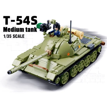 Креативные строительные блоки основного боевого танка Т-54, Классическая модель военной бронированной машины Мировой войны, Кирпичи, Детские игрушки, подарки для мальчиков