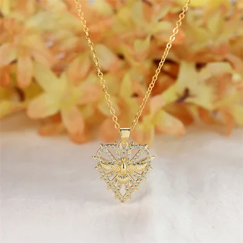 Роскошное Женское ожерелье с подвеской в виде сердца с кристаллами Золотого цвета, милое ожерелье в виде паука для женщин, Свадебное ожерелье из белого камня, ювелирные изделия
