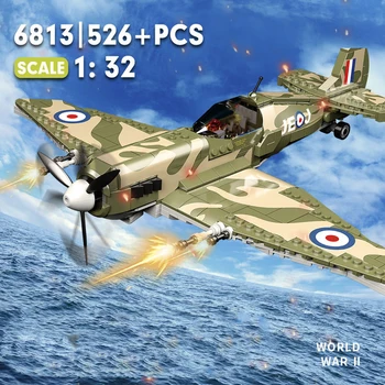 Военная серия Второй мировой войны, британский истребитель Spitefire Mk IX, коллекционные украшения, строительные блоки, кирпичи, Игрушки, подарки