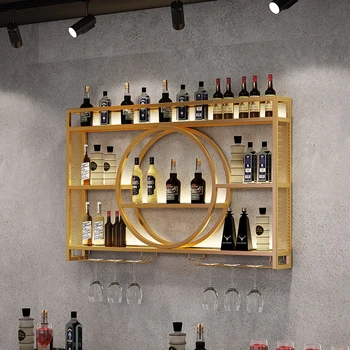 Винный стеллаж с плоской витриной, Отдельно стоящий Современный Настенный Винный магазин, Золотой винный стеллаж, Большое роскошное украшение Botellero Vino